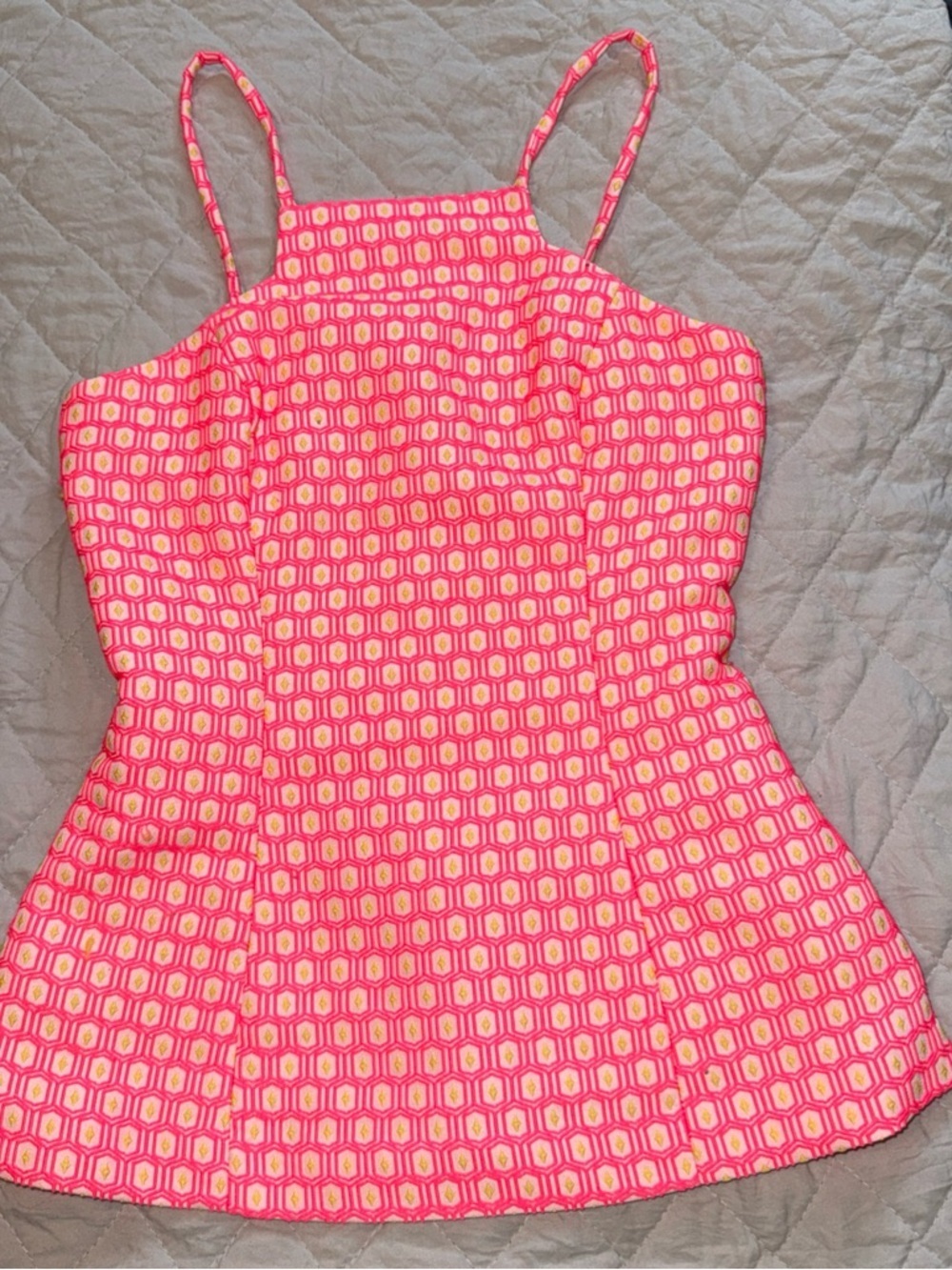 Lilly Pulitzer Pink & Yellow Geo Print Spaghetti Strap One-Piece